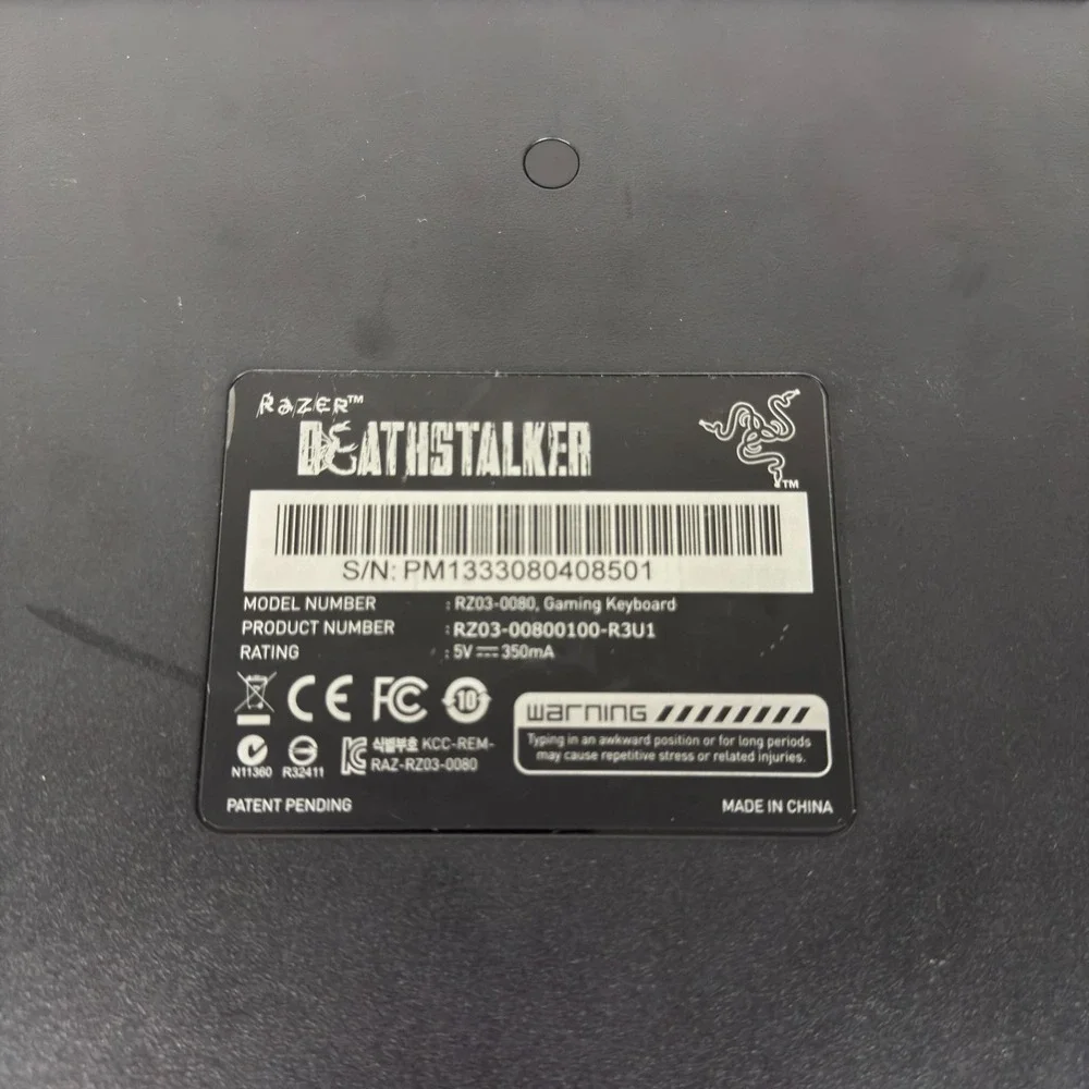 Razer DeathStalker RZ03-0080 Gaming Keyboard Wired Green LED Backlit PC Tested